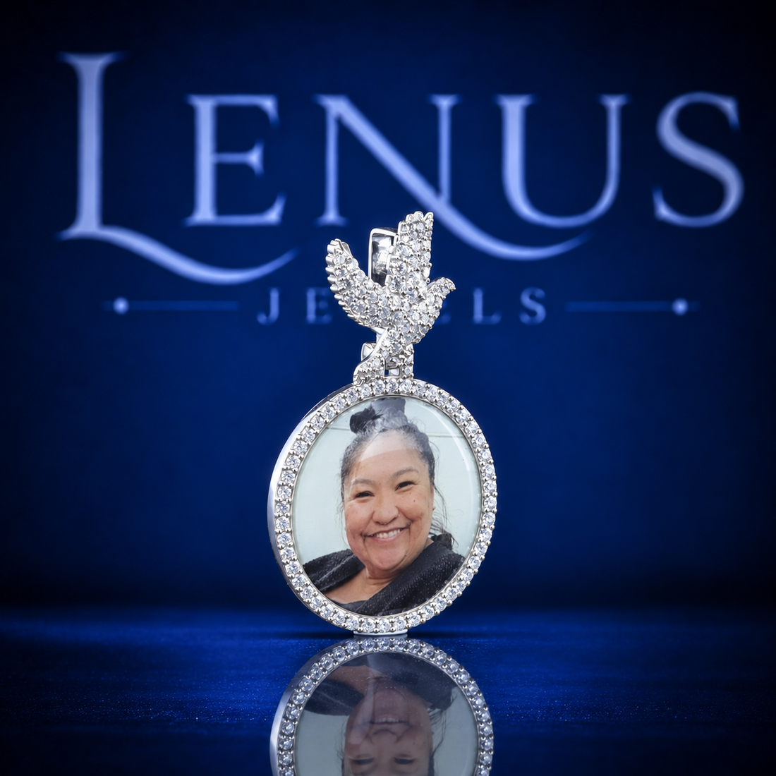 Custom Eagle Photo Pendant – Iced Out VVS Moissanite Picture Medallion, 925 Sterling Silver Personalized Memorial Necklace Charm, Hip Hop Jewelry