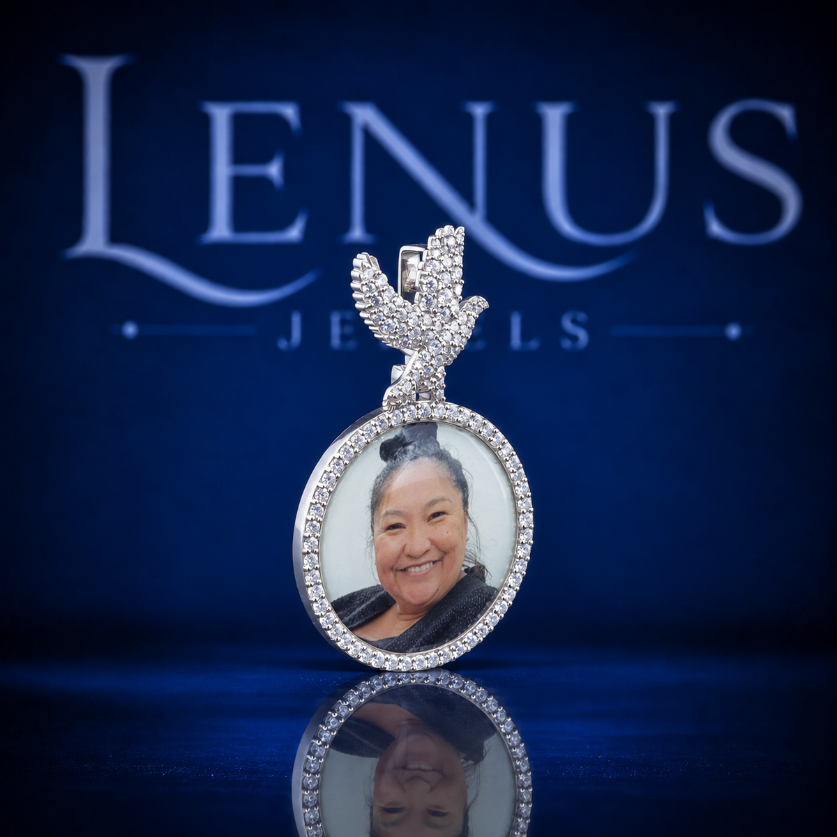 Custom Eagle Photo Pendant – Iced Out VVS Moissanite Picture Medallion, 925 Sterling Silver Personalized Memorial Necklace Charm, Hip Hop Jewelry
