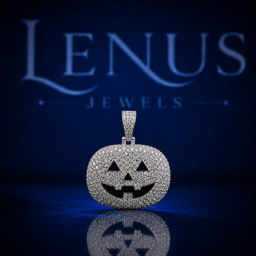 Iced Out Halloween Pumpkin Pendant – VVS Moissanite 925 Sterling Silver Jack O Lantern Hip Hop Necklace Charm Spooky Jewelry Gift