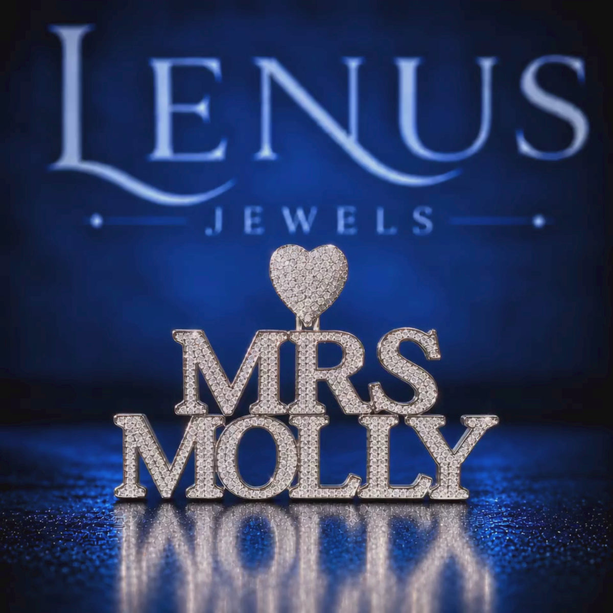 Custom Mrs Name Moissanite Pendant – VVS Iced Out 925 Sterling Silver Personalized Wife Necklace with Heart Bail, Bridal Gift