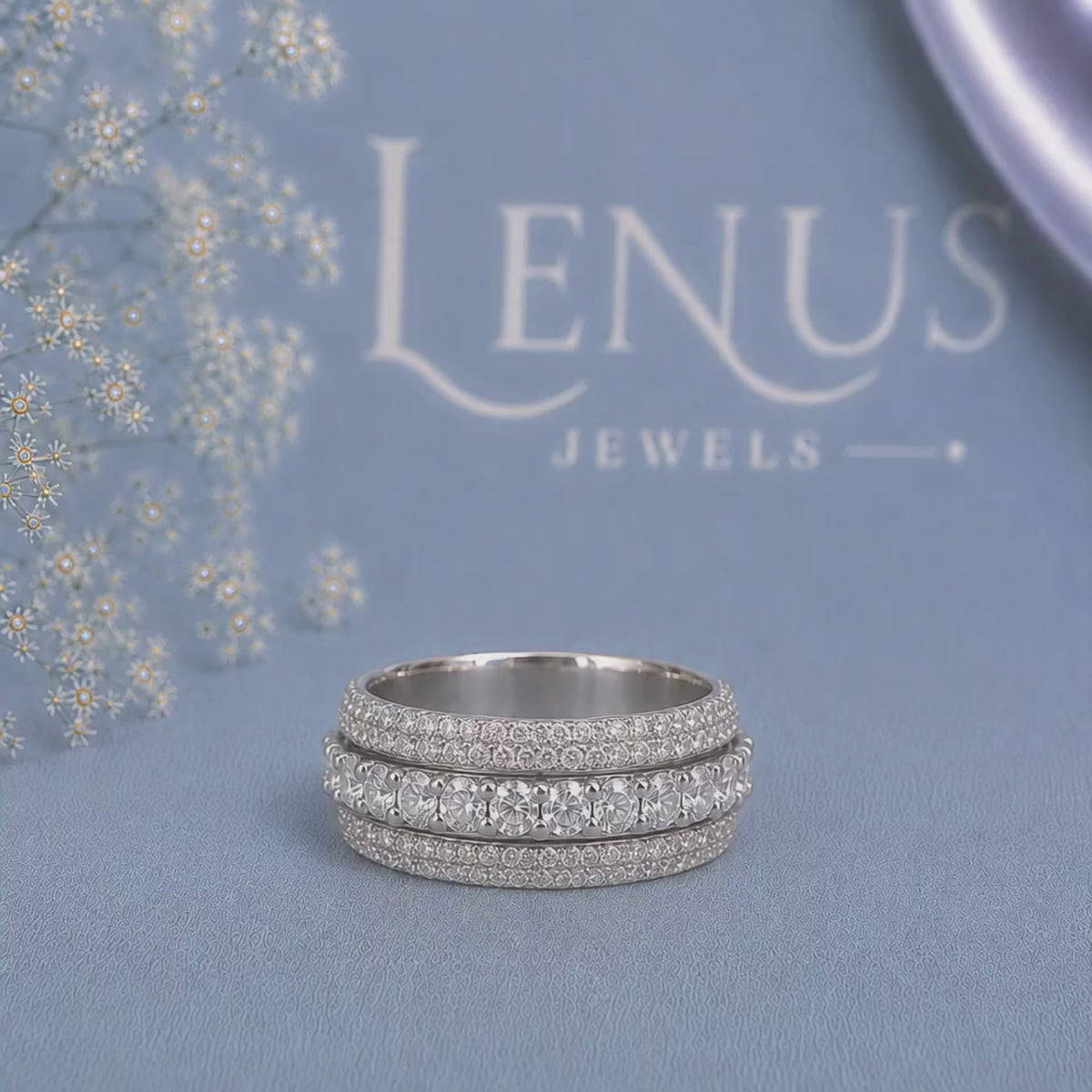 Wide Multi-Row Moissanite Wedding Band – Iced-Out Eternity Ring in 925 Sterling Silver