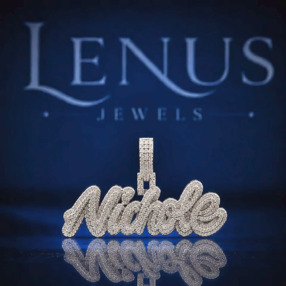 Custom Name Moissanite Pendant – VVS Iced Out Script Name 925 Sterling Silver Personalized Hip Hop Pendant for Men & Women