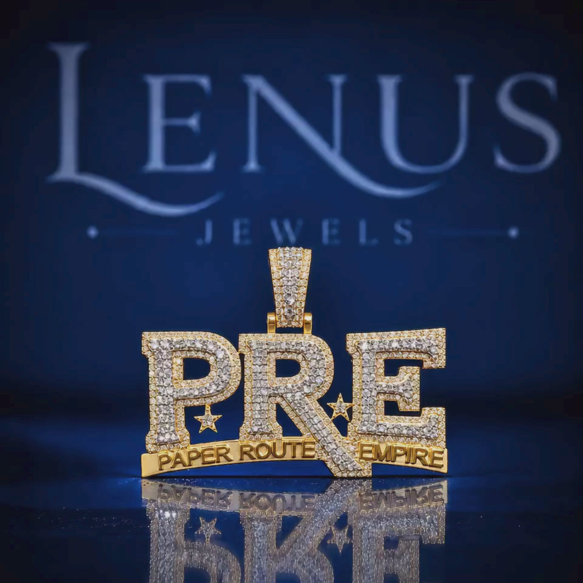 PRE Moissanite Pendant – VVS Iced Out Paper Route Empire Style Pendant, 925 Sterling Silver Gold Finish Hip Hop Jewelry