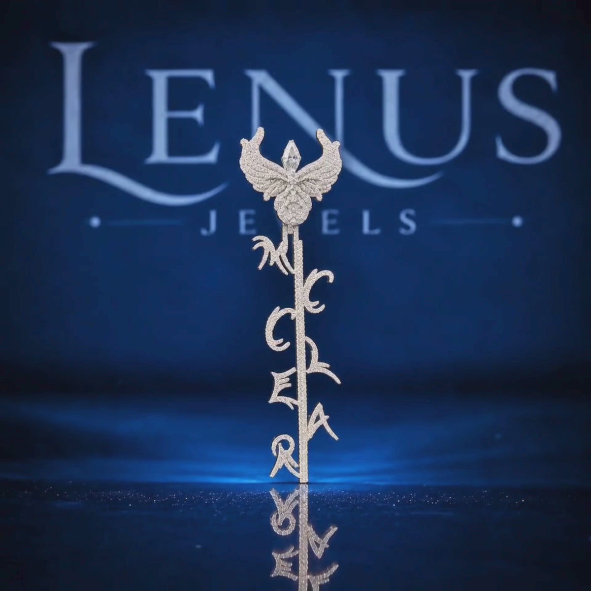 Iced Out Moissanite Winged Key Pendant – VVS Diamond Tester 925 Sterling Silver Angel Key Hip Hop Statement Jewelry