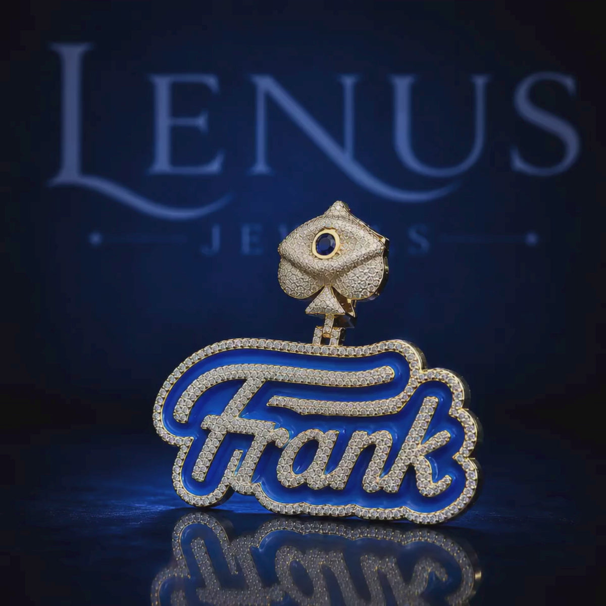 Custom Name Moissanite Pendant – Iced Out VVS Moissanite 925 Sterling Silver Blue Enamel Personalized Hip Hop Jewelry