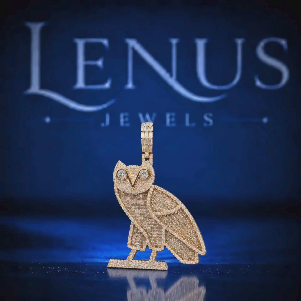 Iced Out Owl Moissanite Pendant – VVS Baguette & Round Moissanite 925 Sterling Silver Rose Gold Hip Hop Pendant for Men