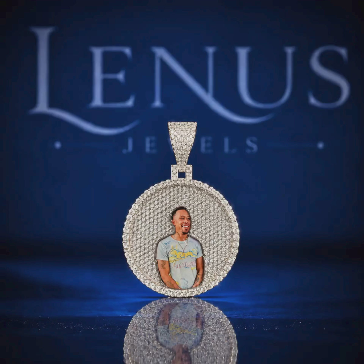 Custom Photo Moissanite Pendant – Iced Out Round Picture Medallion 925 Sterling Silver Personalized Hip Hop Memorial Jewelry