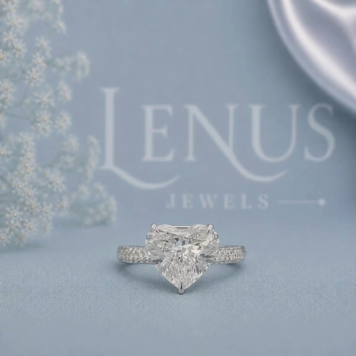 Heart Cut Moissanite Engagement Ring – 925 Sterling Silver Pavé Promise Ring for Women