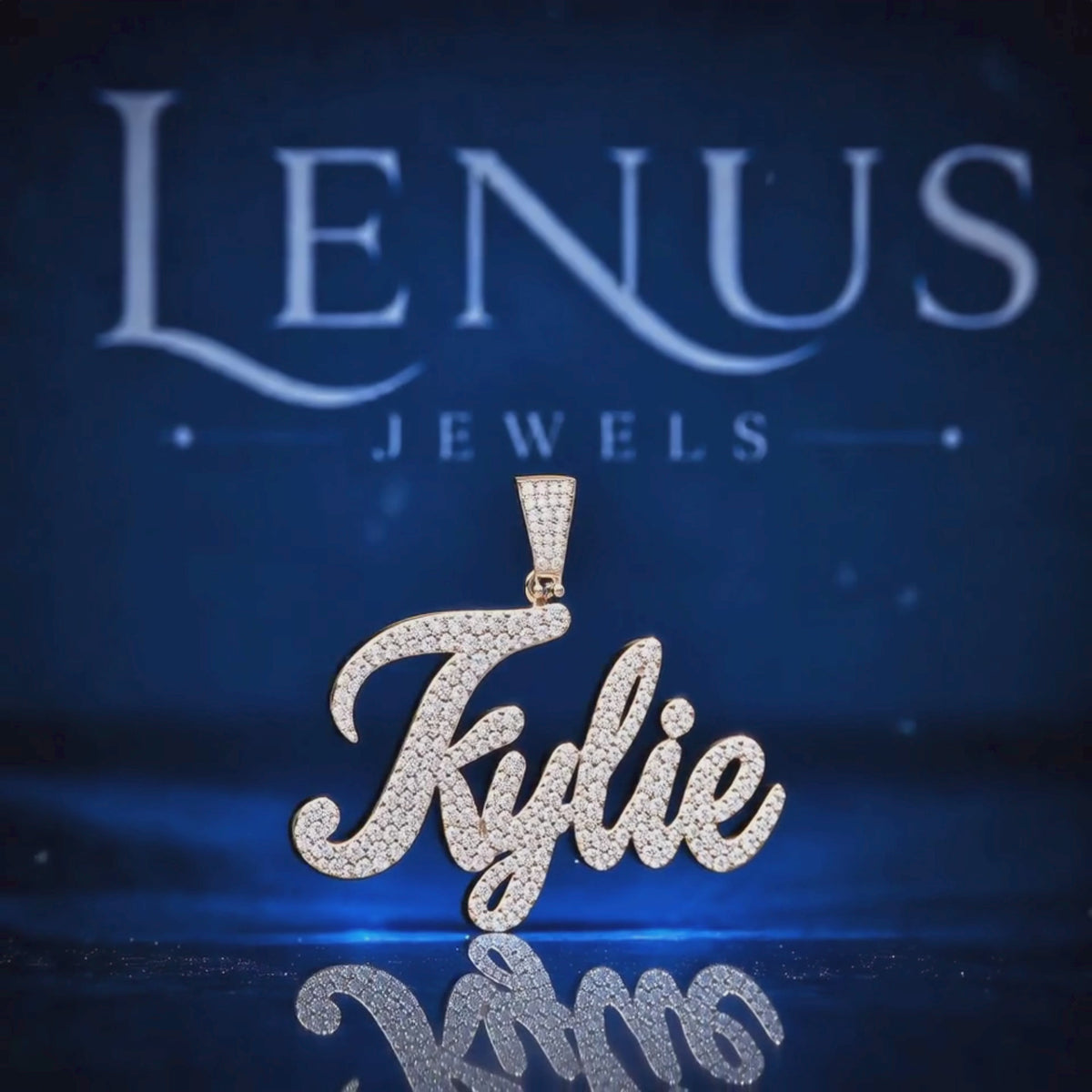 Custom Name Moissanite Pendant – VVS Iced Out Script Name Pendant, 925 Sterling Silver Personalized Hip Hop Jewelry, Kylie Pendant