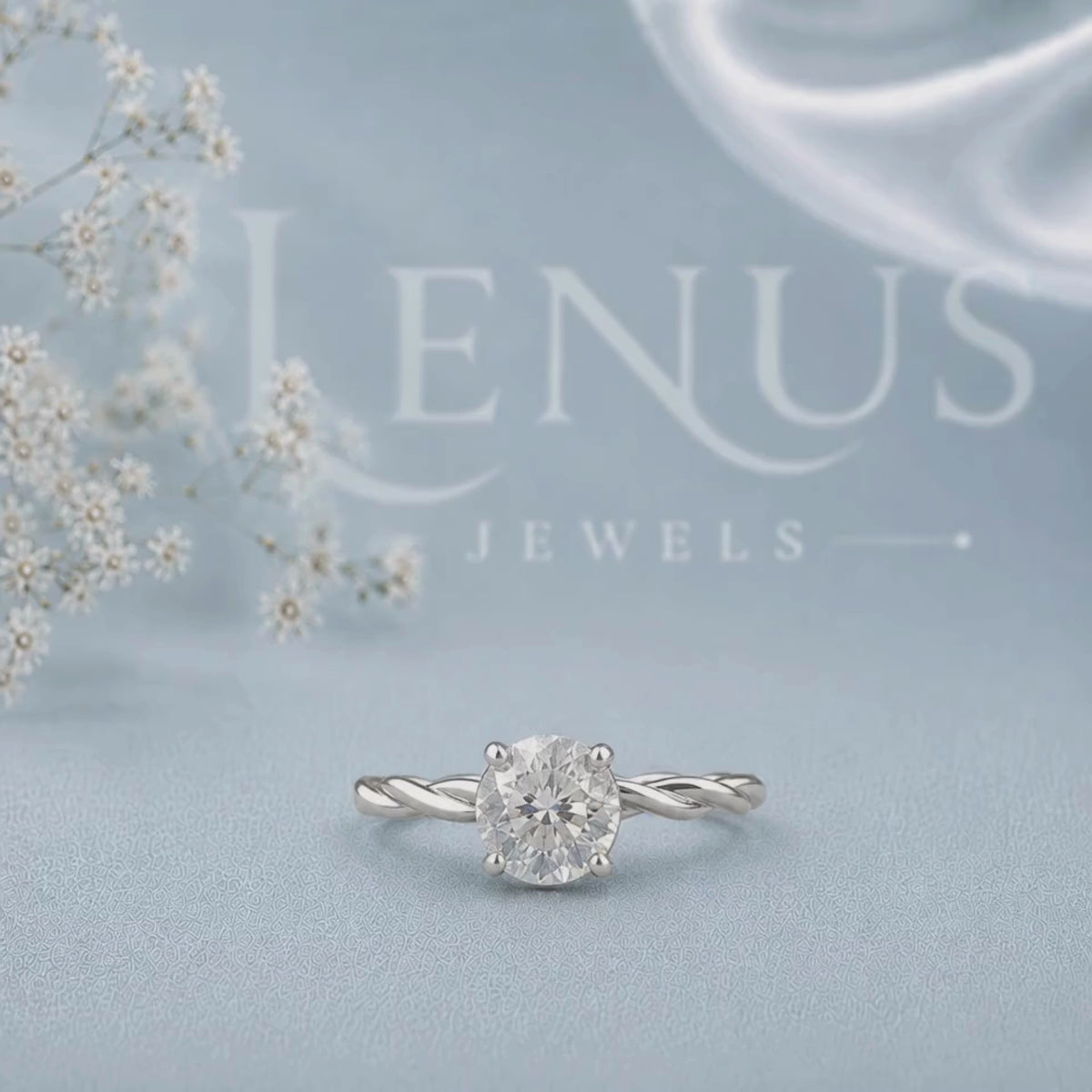 Oval Cut Moissanite Engagement Ring – Twisted Vine Solitaire Ring in Sterling Silver, Dainty Bridal Promise Ring for Women