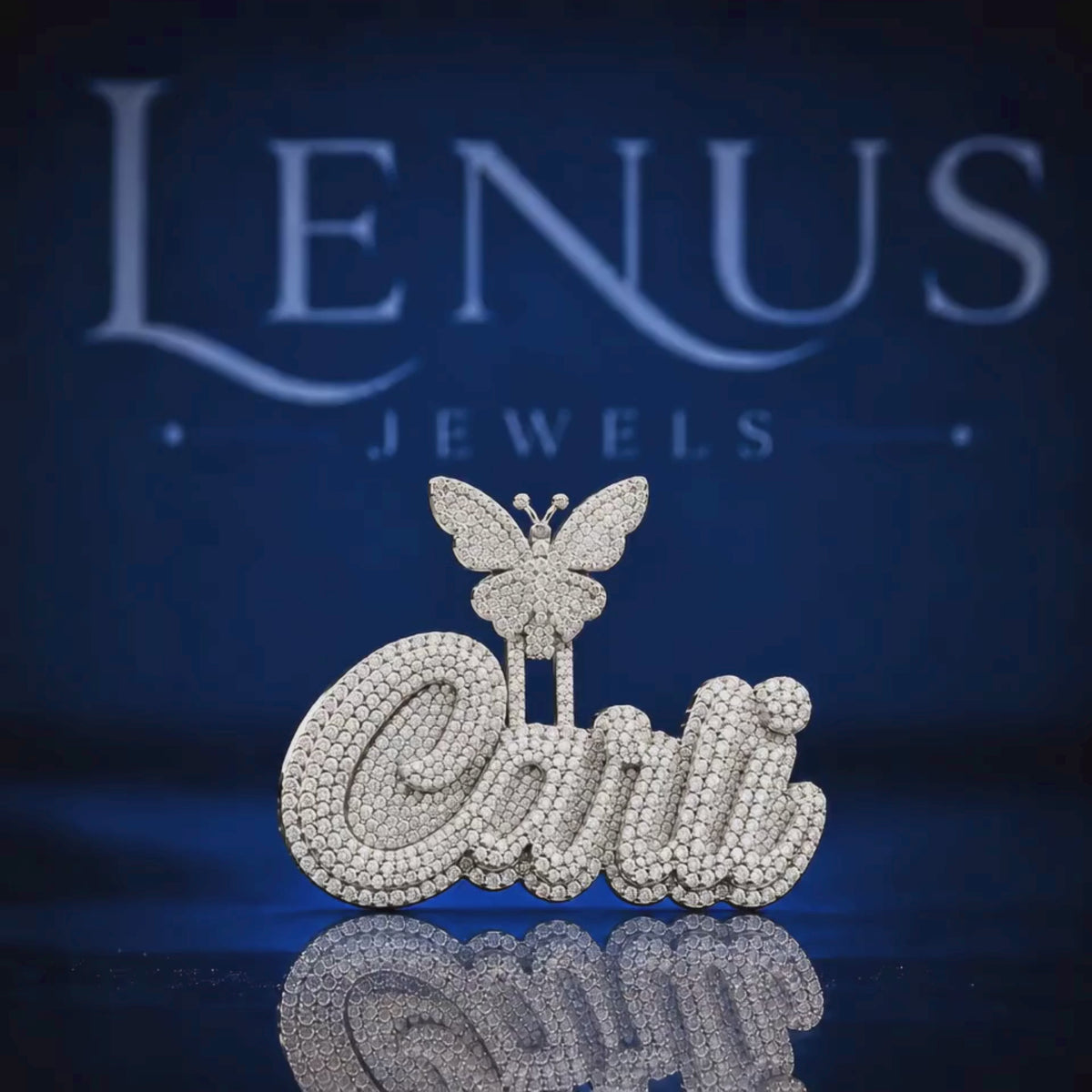 Custom Name Moissanite Pendant with Butterfly Bail – VVS Iced Out 925 Sterling Silver Personalized Script Hip Hop Jewelry