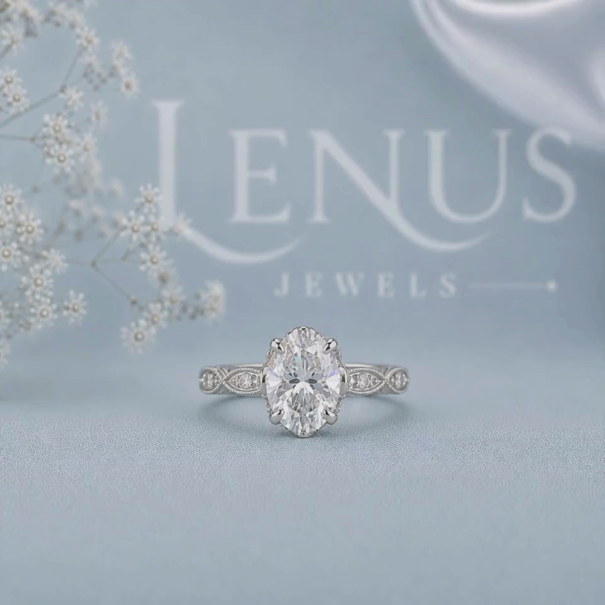 Oval Cut Moissanite Engagement Ring – Vintage Milgrain 925 Sterling Silver Solitaire Ring, VVS Moissanite Wedding & Anniversary Ring