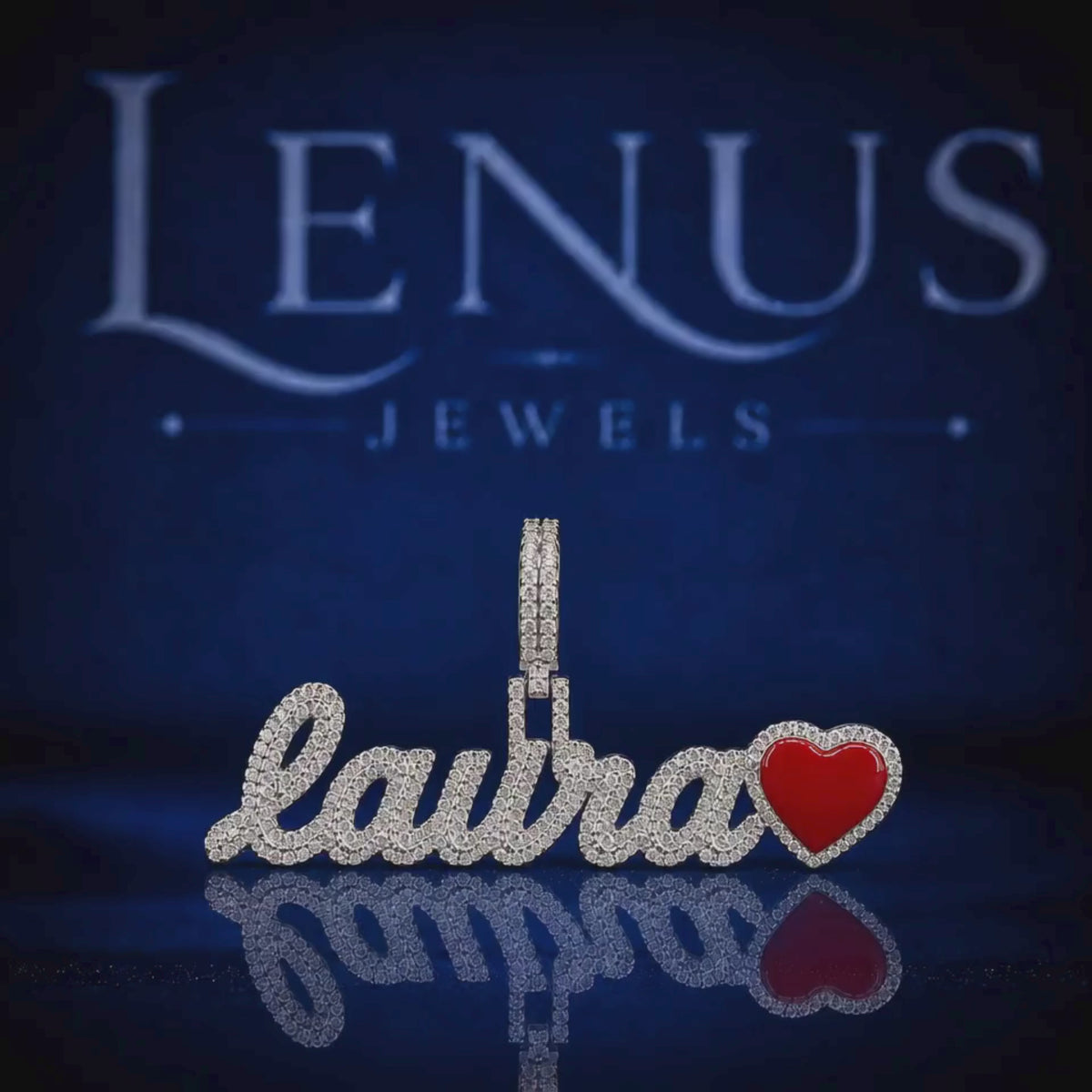 Custom Name Moissanite Pendant with Red Heart – VVS Iced Out 925 Sterling Silver Personalized Hip Hop Jewelry
