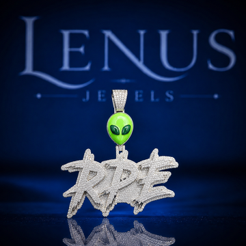 Iced Out RPE Graffiti Pendant with Green Alien Head Bail VVS Moissanite 925 Sterling Silver Custom Hip Hop Streetwear Name Necklace