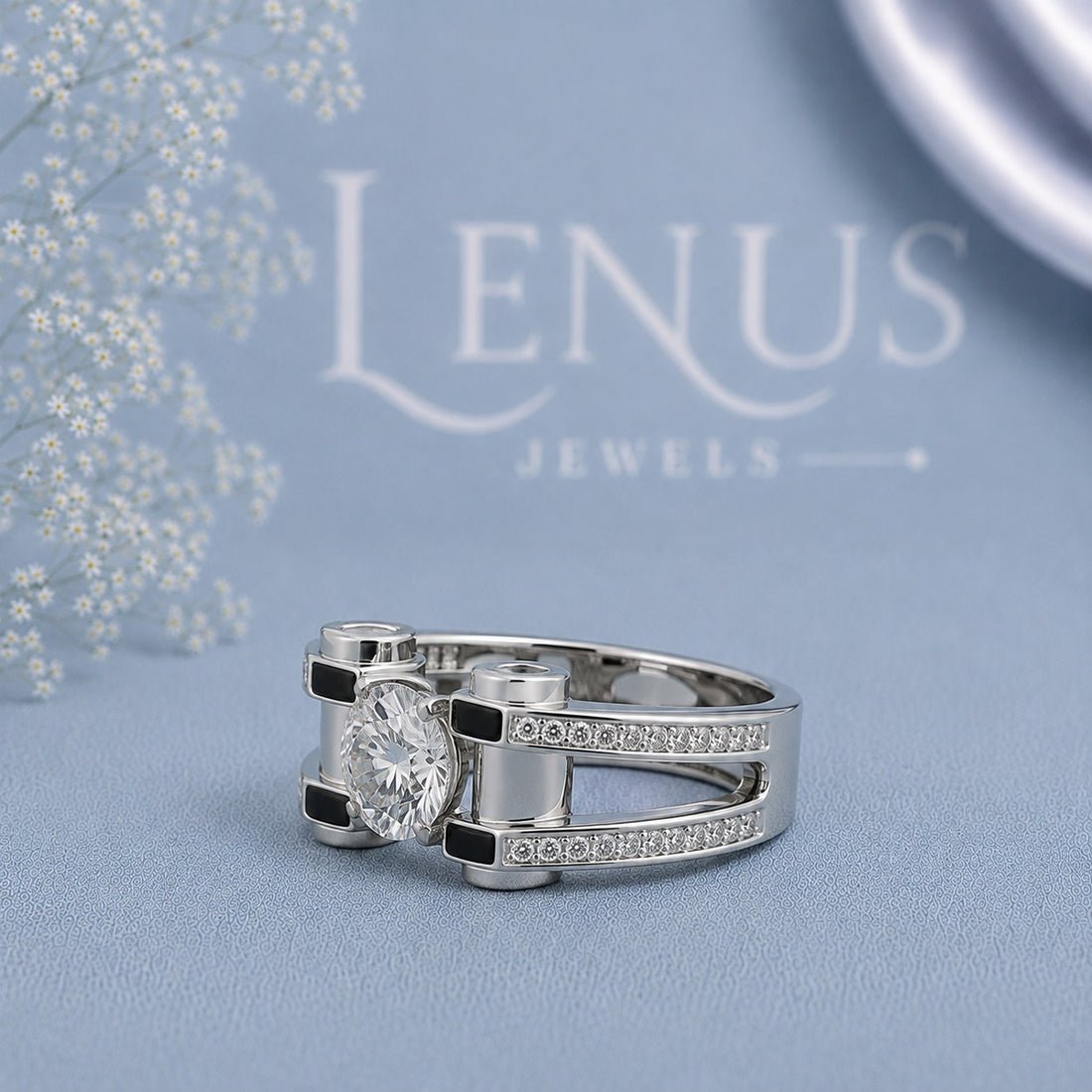 Luxury Moissanite Ring for Men ,  Sterling Silver Engagement ring for Men Men‘s bands