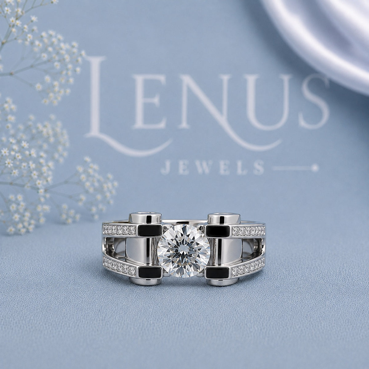 Luxury Moissanite Ring for Men ,  Sterling Silver Engagement ring for Men Men‘s bands