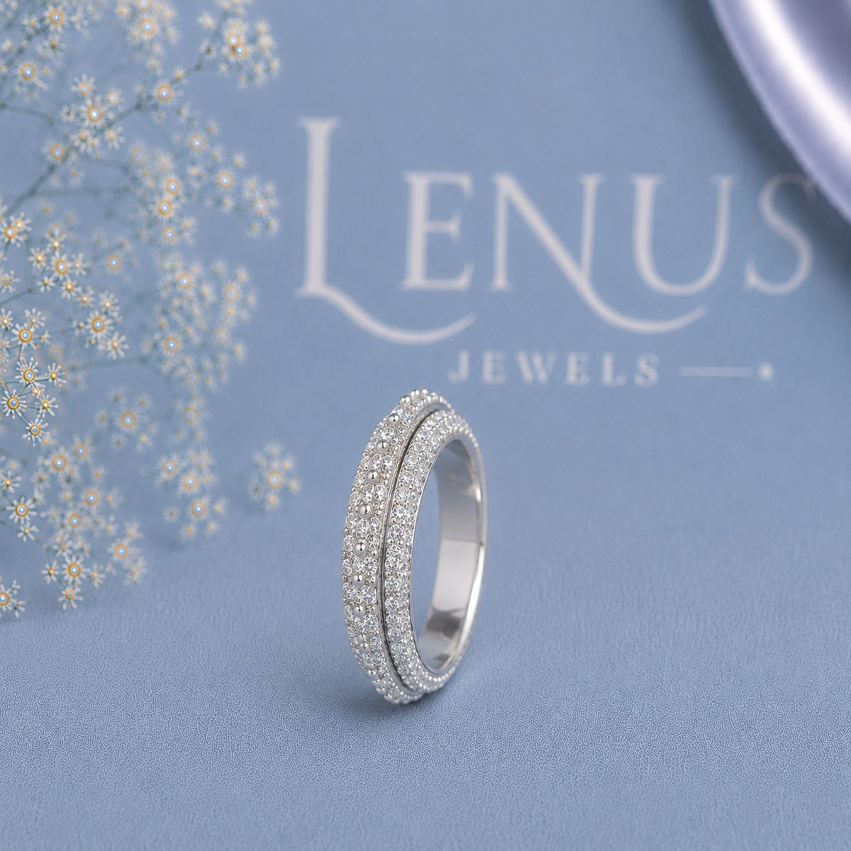 Wide Multi-Row Moissanite Wedding Band – Iced-Out Eternity Ring in 925 Sterling Silver