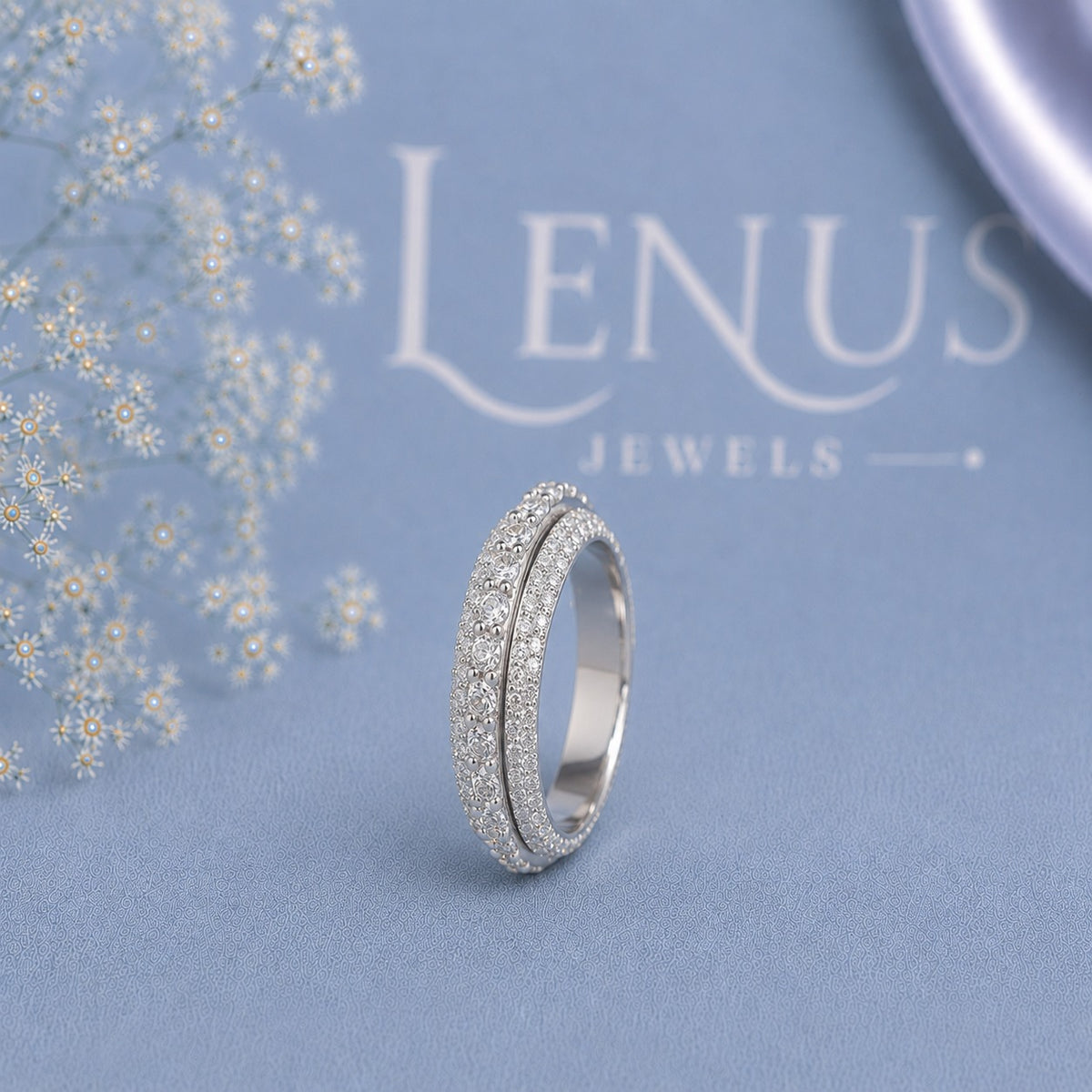 Wide Multi-Row Moissanite Wedding Band – Iced-Out Eternity Ring in 925 Sterling Silver