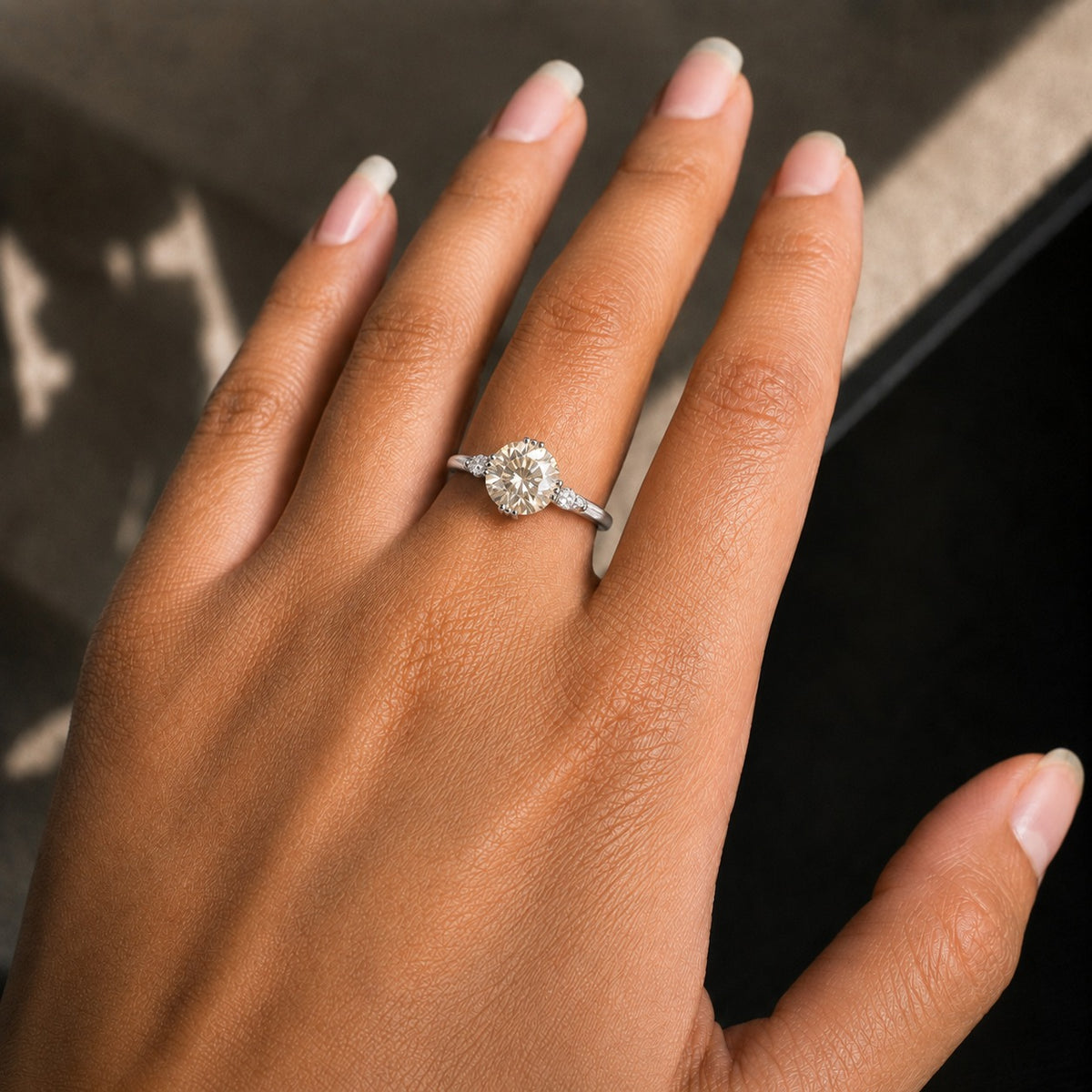 Yellow Round Moissanite Engagement Ring – 925 Sterling Silver Promise Ring