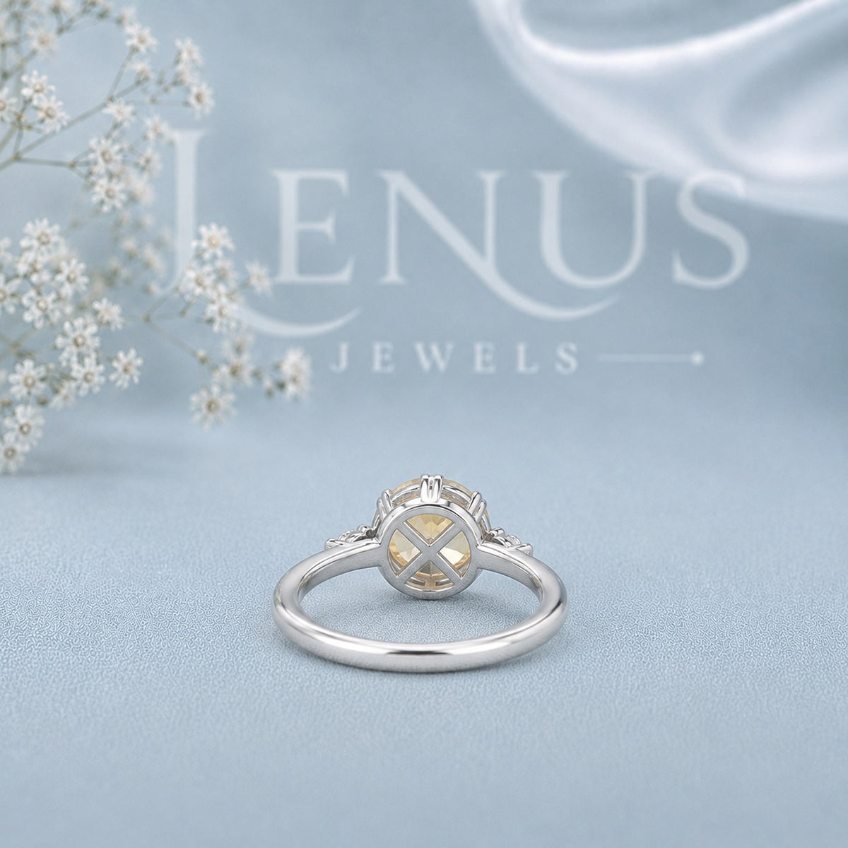 Yellow Round Moissanite Engagement Ring – 925 Sterling Silver Promise Ring